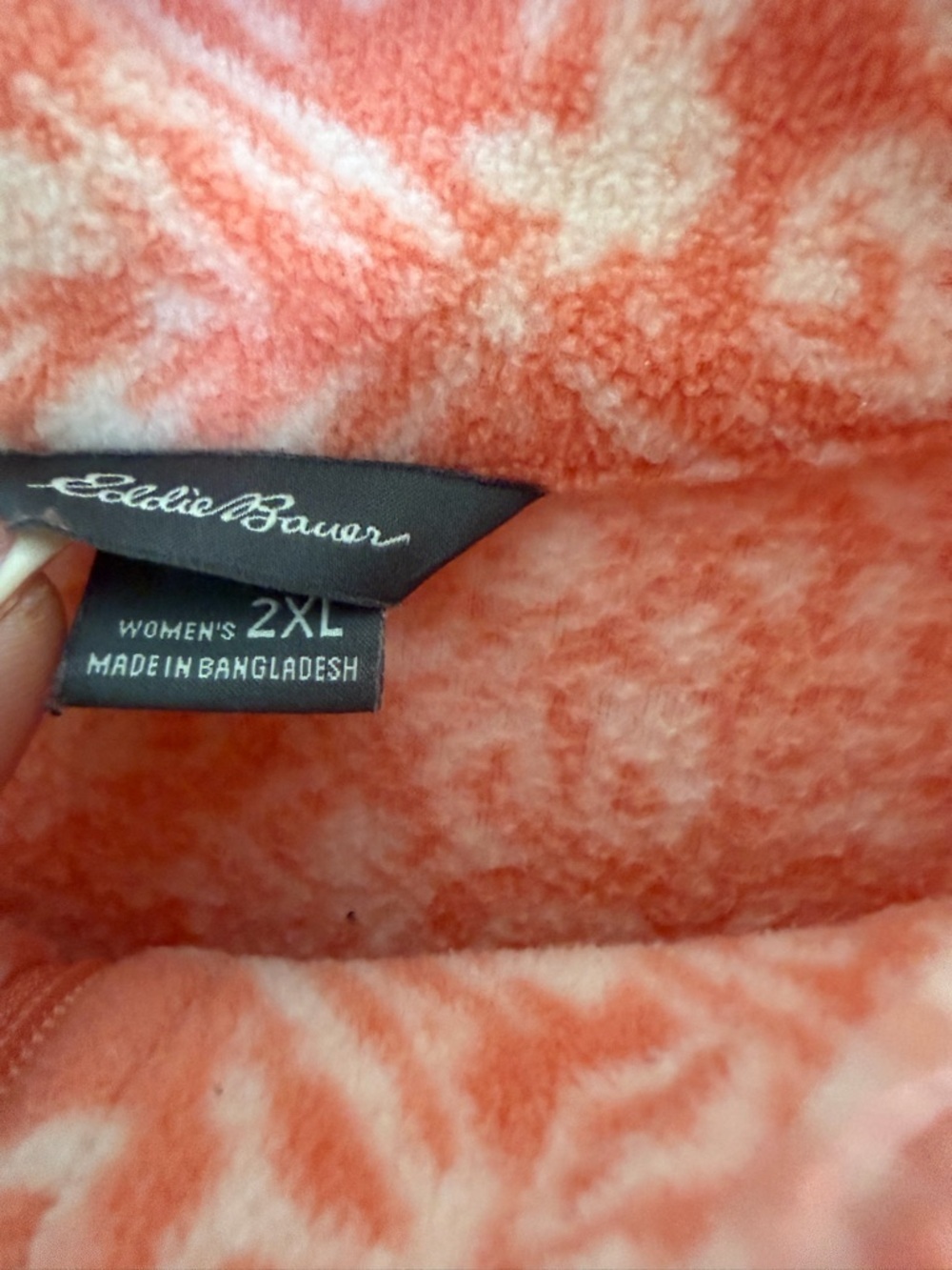 Eddie Bauer Coral and White Fleece Pullover - Picture 3 of 7